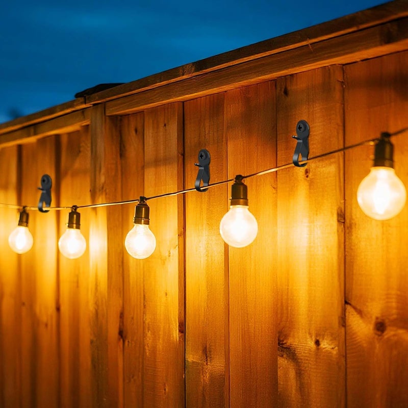 Dreecy 60 Pack String Lights Hooks, Stainless Steel Outdoor String Lights Hanger Clips with Screw & Adhesive Strips, Christmas Light Clips for Outside Holiday Decor, Fairy Led Lights Plants Wind Chimes Black - Image 5